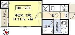 アーバンハイツ北仙台 1Kの間取図画像