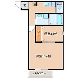 ブラン荒井B棟 2Kの間取図画像