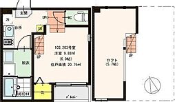 ハーモニーテラス若林 1Kの間取図画像