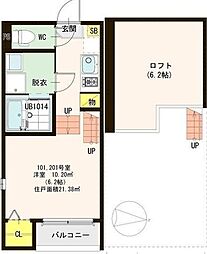 ヴィオラ旭ケ丘 1Kの間取図画像