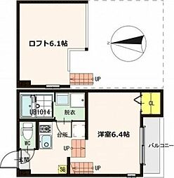 Curiosity中野栄 1Kの間取図画像