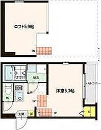 AXIS-Sky's南仙台 1Kの間取図画像