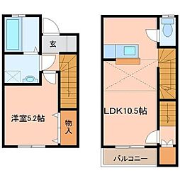ブルック原町 1LDKの間取図画像