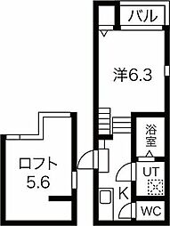 ハーモニーテラス福田町2 1Kの間取図画像