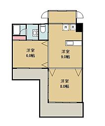 オレンジフラットE棟 2DKの間取図画像