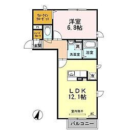 D-room八乙女A 1LDKの間取図画像