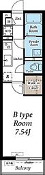 CALM一本杉 1Kの間取図画像