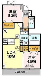 トリシア中條 A 2LDKの間取図画像