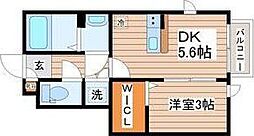 仙台市太白区太子堂アパート 1DKの間取図画像