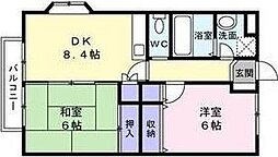 サイレントハウスA 2DKの間取図画像
