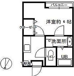 クレフラスト泉中央 1Kの間取図画像