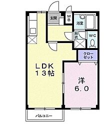 コーポサケン2 1LDKの間取図画像
