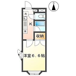 ハイブリットレジデンス・6 1Kの間取図画像