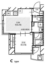 フェリシダ五橋 1LDKの間取図画像