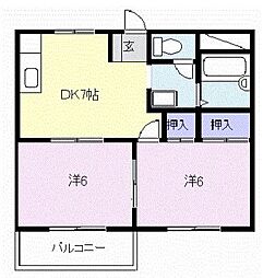 シティハイツエーエス 2DKの間取図画像