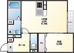 ALLIER PARK 上杉北 1LDKの間取図画像