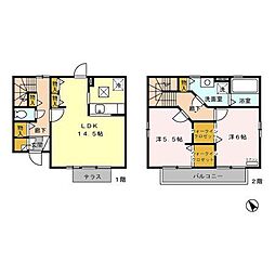 ワン・ディア・コート 2LDKの間取図画像