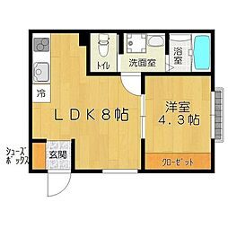 ラフィーノ河原町 1LDKの間取図画像