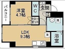 シャルム薬師堂ル・ポン 1LDKの間取図画像