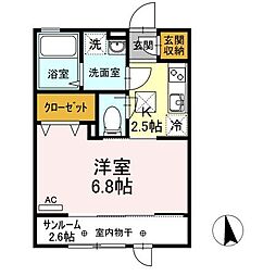 ベルティック2 1Kの間取図画像