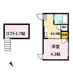 ビューコート小田原 1Kの間取図画像