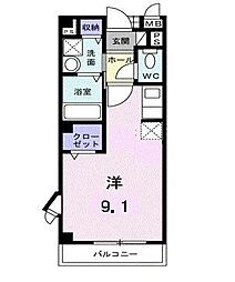 プリムローズ ワンルームの間取図画像