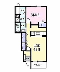 ホープヒルズ2番館 1LDKの間取図画像