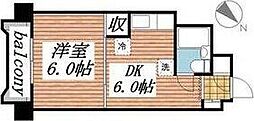 チサンマンション第2仙台 1DKの間取図画像