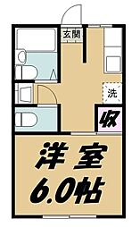 コーポ仙波 1Kの間取図画像