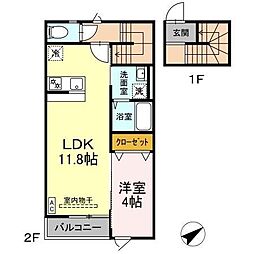 (仮称)東郡山2丁目集合住宅 1LDKの間取図画像