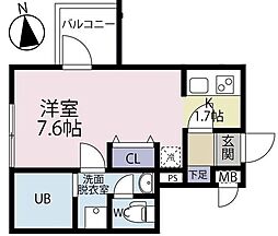 liberty長町南 1Kの間取図画像