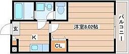 クレフラスト原ノ町 1Kの間取図画像