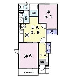 サンライズヒル 2DKの間取図画像