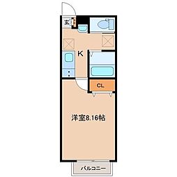 ポミエ中倉 1Kの間取図画像