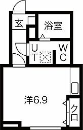 メリディアン北仙台 ワンルームの間取図画像