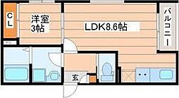 レクスト泉中央 1LDKの間取図画像