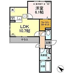 グランディール八乙女 1LDKの間取図画像