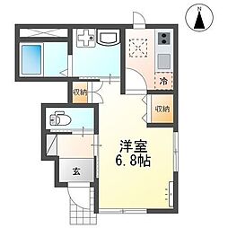 アビタシオン郡山 1Kの間取図画像