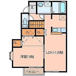 カサグランデ弐番館 1LDKの間取図画像