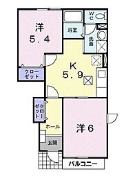 コーポラスN・A 2Kの間取図画像
