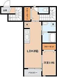 グランビュー緑ヶ丘 1LDKの間取図画像