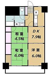 ライオンズマンション中央 3DKの間取図画像