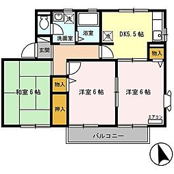 リベラ花渕A 3DKの間取図画像