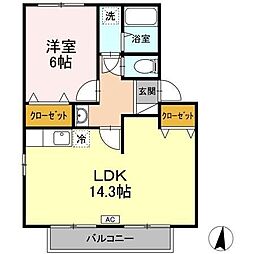 リブレスト鈎取3 1LDKの間取図画像