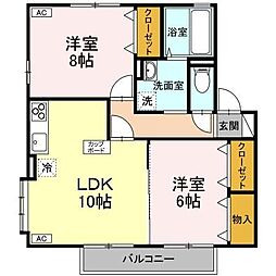 リビングタウン新田東A 2LDKの間取図画像