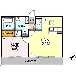 ルミエール榴ケ岡 1LDKの間取図画像