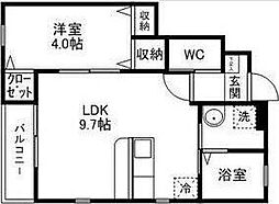 グローリア桜木 1LDKの間取図画像
