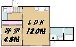 アンソレイユ原町 1LDKの間取図画像