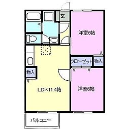 セブンピーク吉岡 2LDKの間取図画像