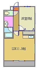 ハバードリーム3番館 1階1LDKの間取り